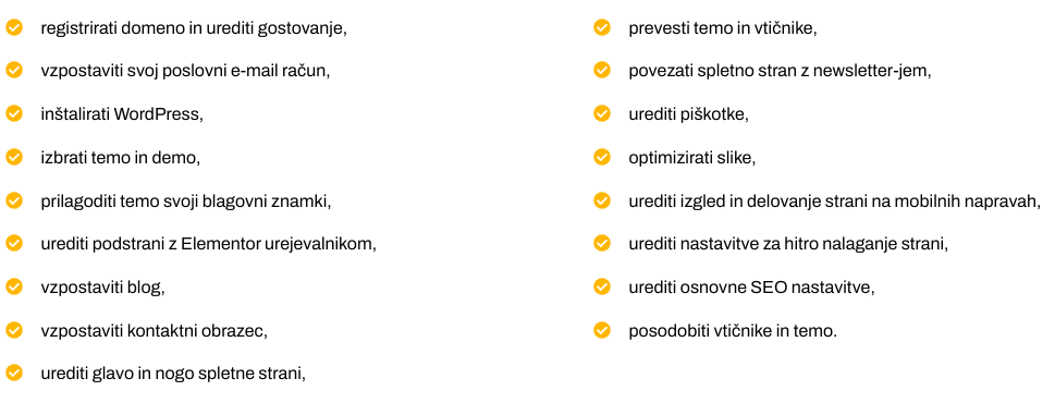Vsebina tečaja izdelave spletne strani v WordPressu